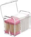 Sooyee Qtip Holder Dispenser for Cotton Ball Swab Round Pads Floss3 Compartment Plastic Apothecary JarsBathroom Organization Vanity Organizers and StorageClear
